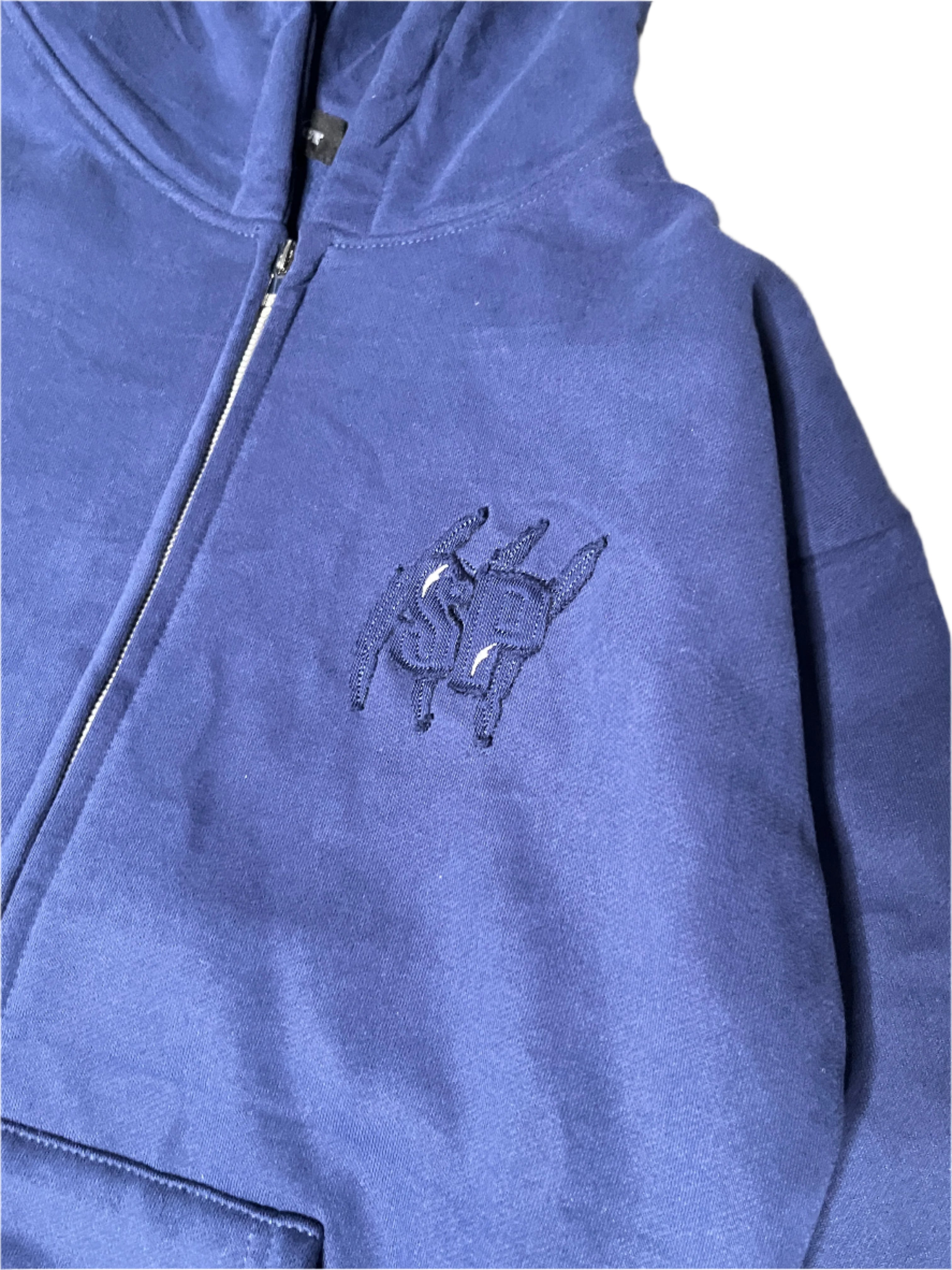 SP BLUE DISTRESSED ZIPPER