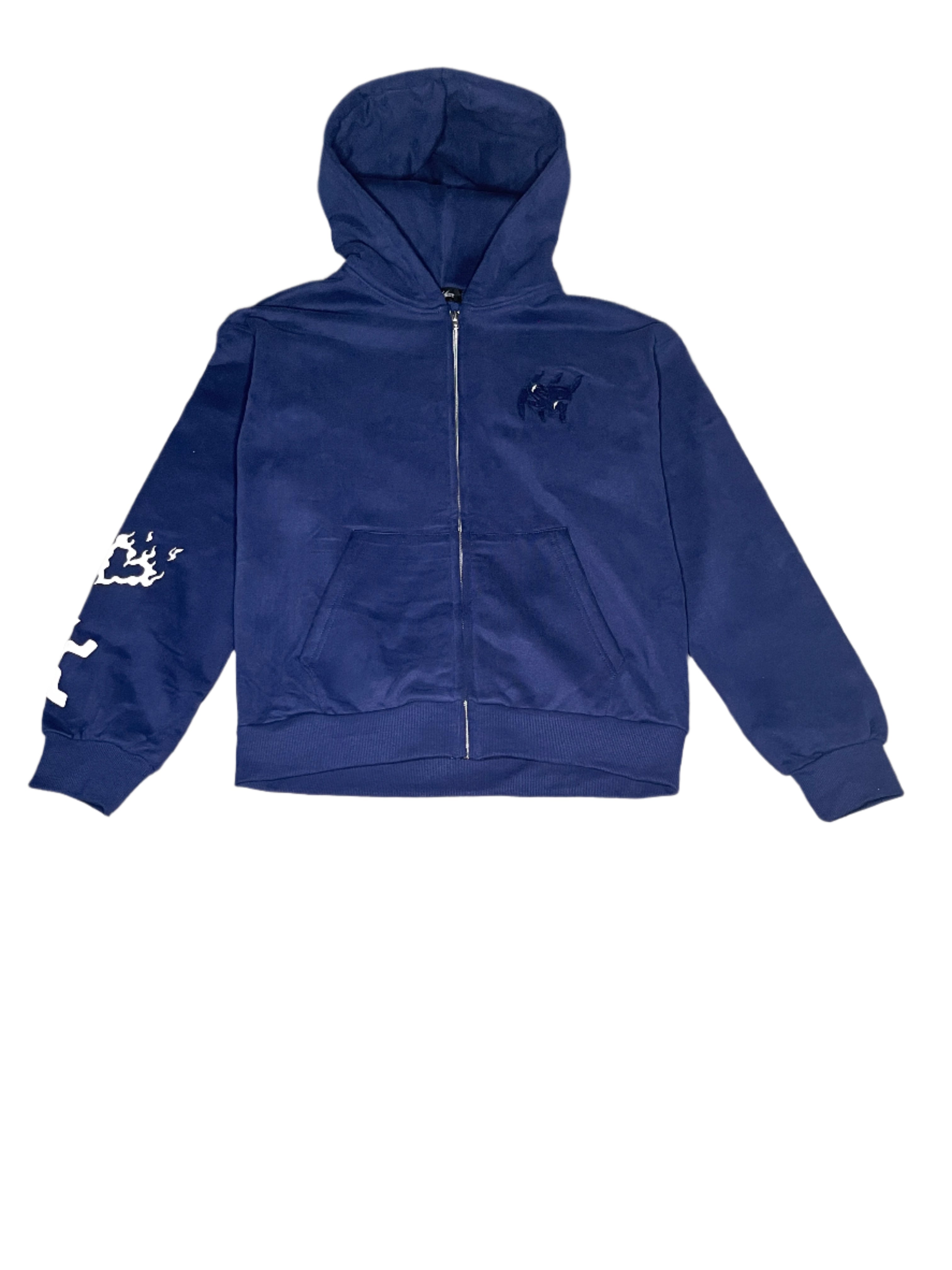 SP BLUE DISTRESSED ZIPPER